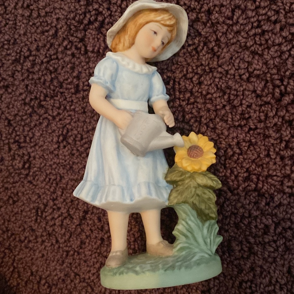 Charming Blue Figurine with Sunflower treasured memories